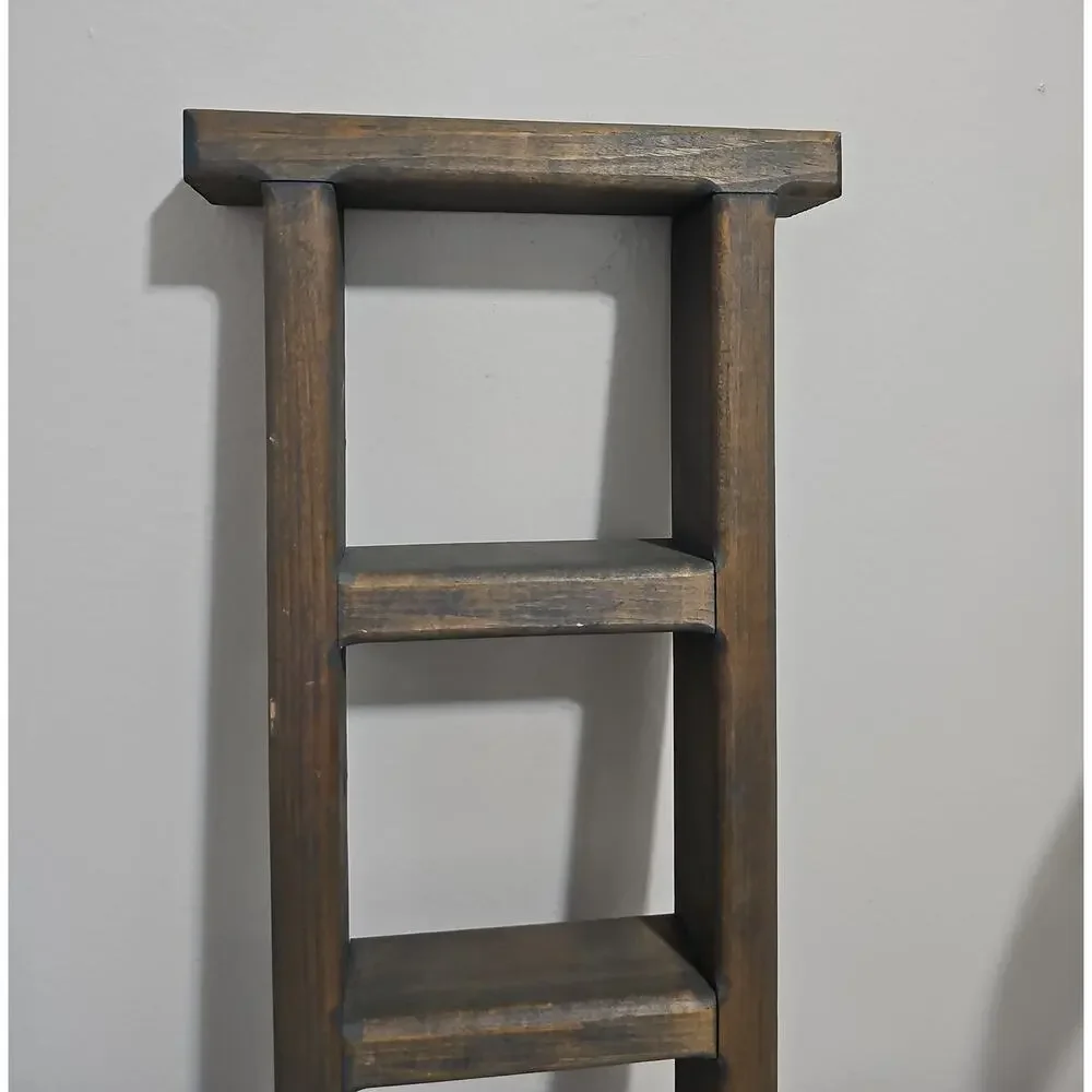 Wooden Trinket Ladder Display Shelf Farmhouse Country Cottagecore Wall Hanging